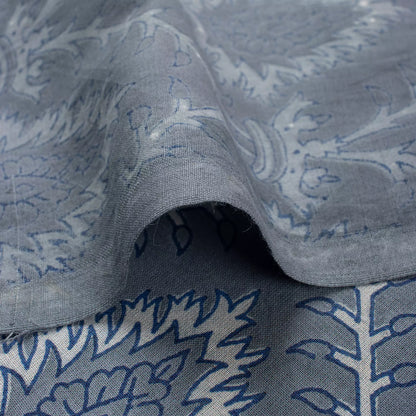 Leaf Block Printed Cotton Kahish Fabric For Clothing