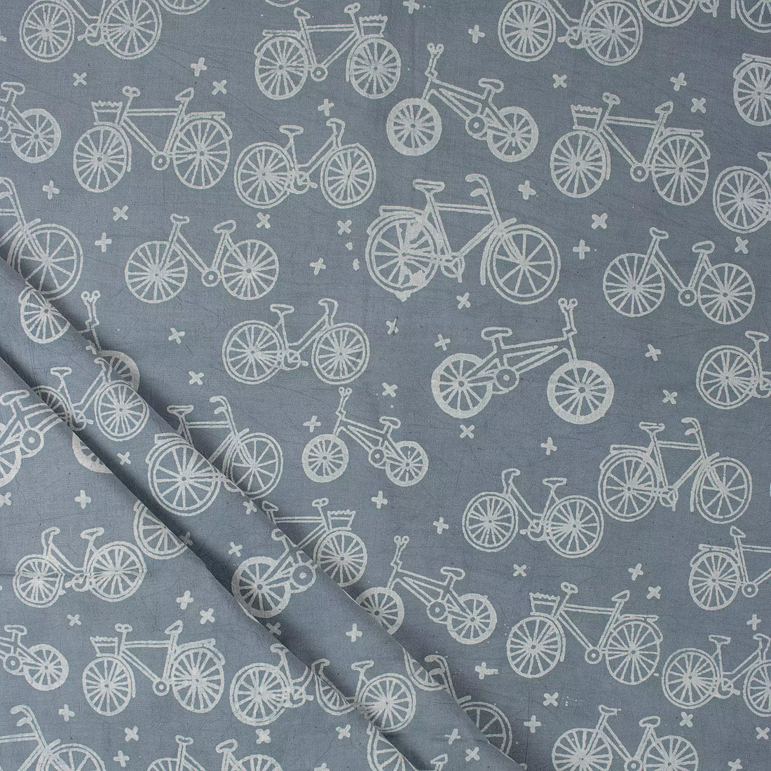 Bicycle Hand Block Cotton Kashish Fabric
