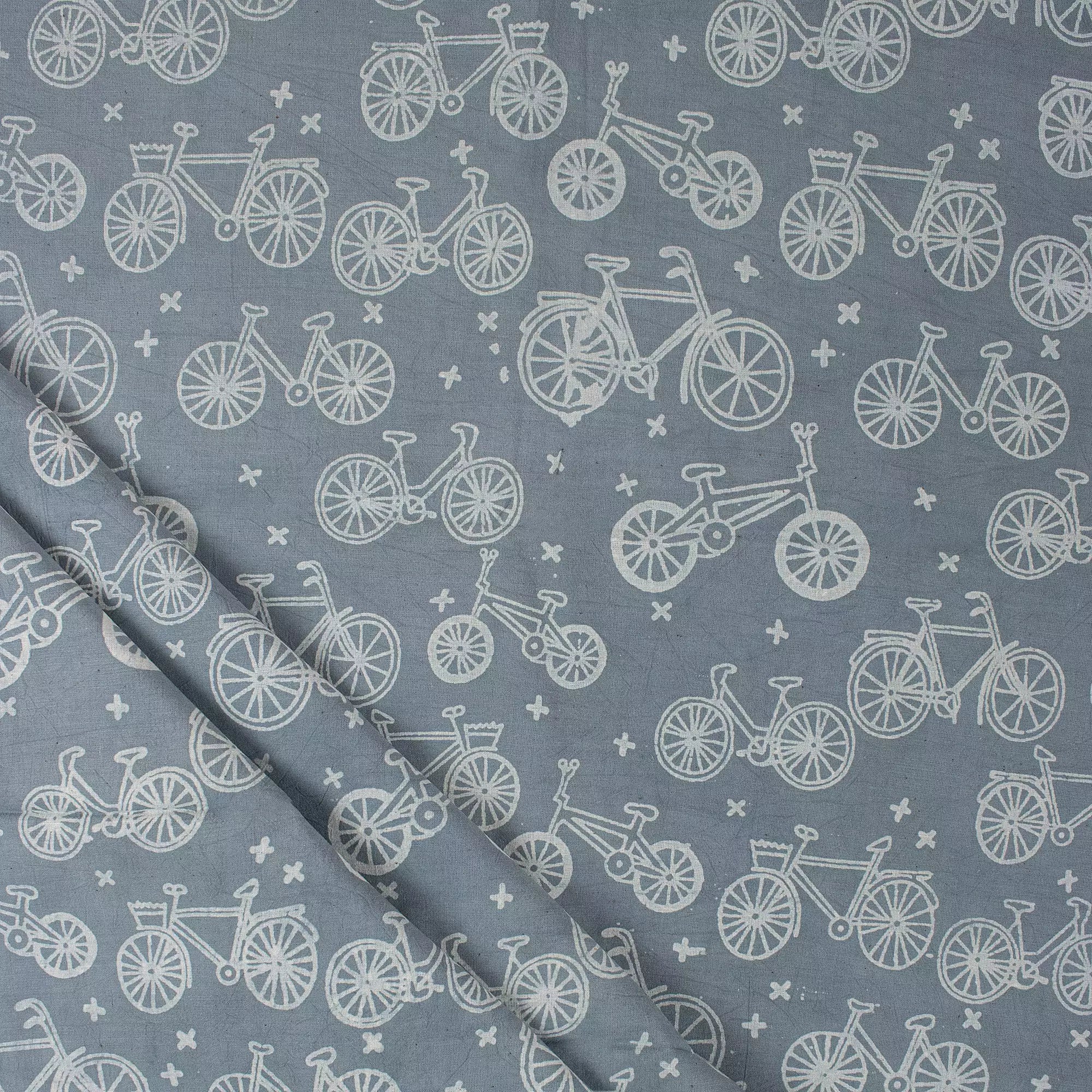 Bicycle Hand Block Cotton Kashish Fabric