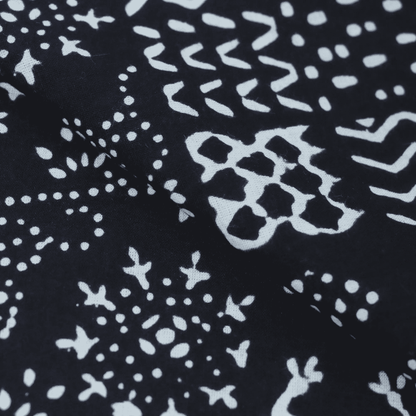 Hand Block Black Cotton Fabric