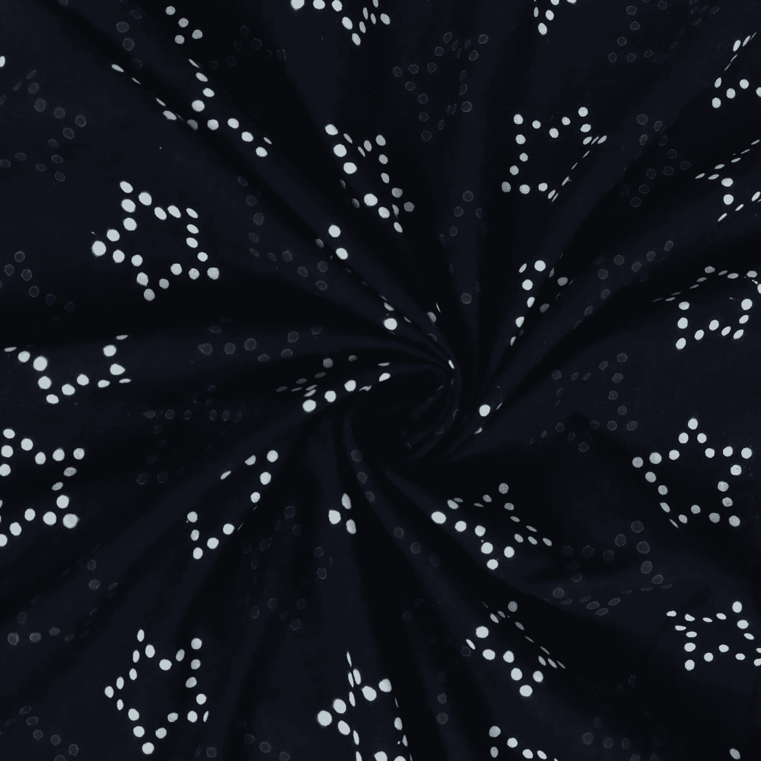 Black Cotton Fabric with White Star Printed Cotton Cloth