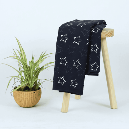 Black Cotton Fabric with White Star Printed Cotton Cloth
