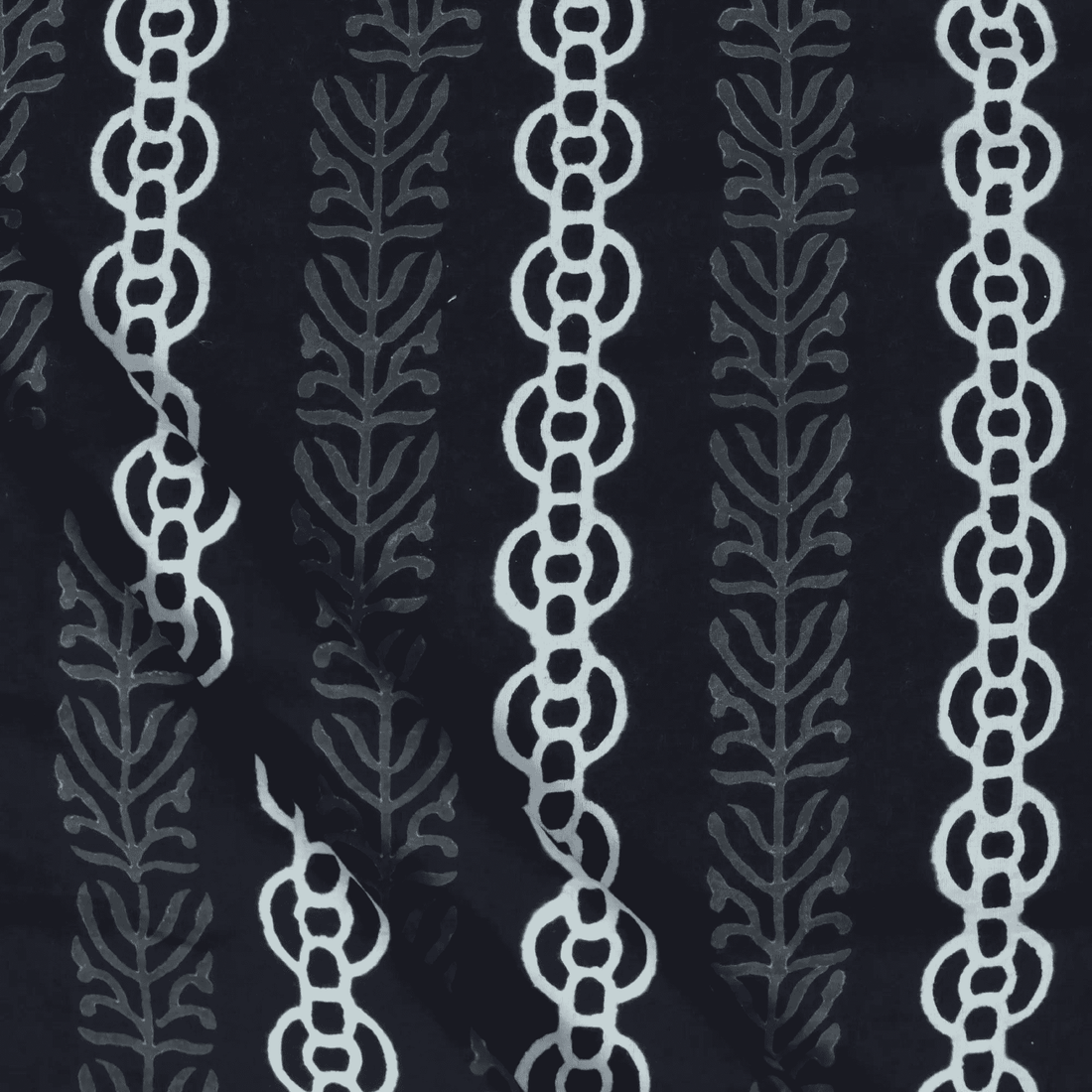 Black Cotton Voile Block Print Fabric