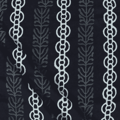 Black Cotton Voile Block Print Fabric