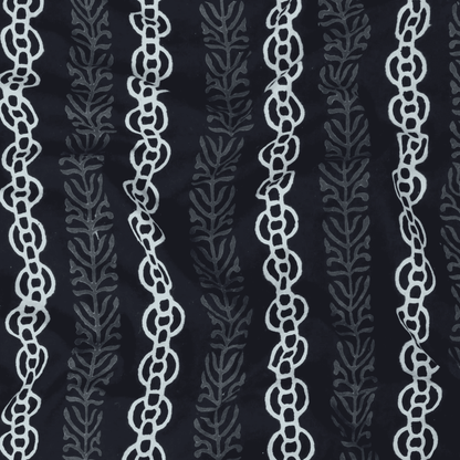 Black Cotton Voile Block Print Fabric