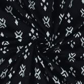 Black Ikat Print Fabric Hand Block Cotton Fabric