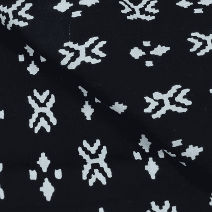 Black Ikat Print Fabric Hand Block Cotton Fabric