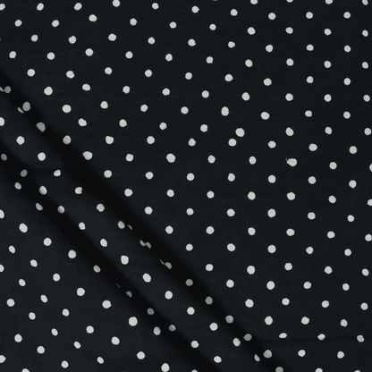 Hand Block Printed Cotton Fabric Black  Polka Dot Cotton Fabric