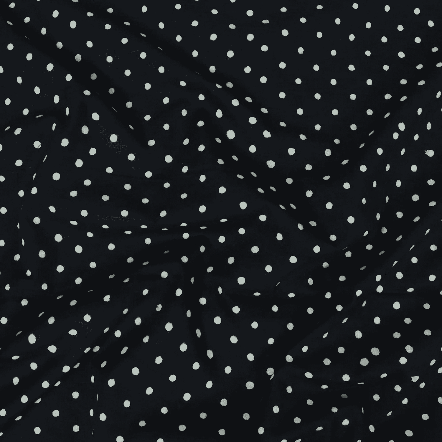 Hand Block Printed Cotton Fabric Black  Polka Dot Cotton Fabric
