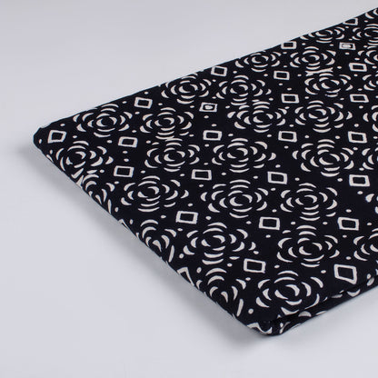 Pure Cotton Hand Block Printed Black &amp; White Fabric
