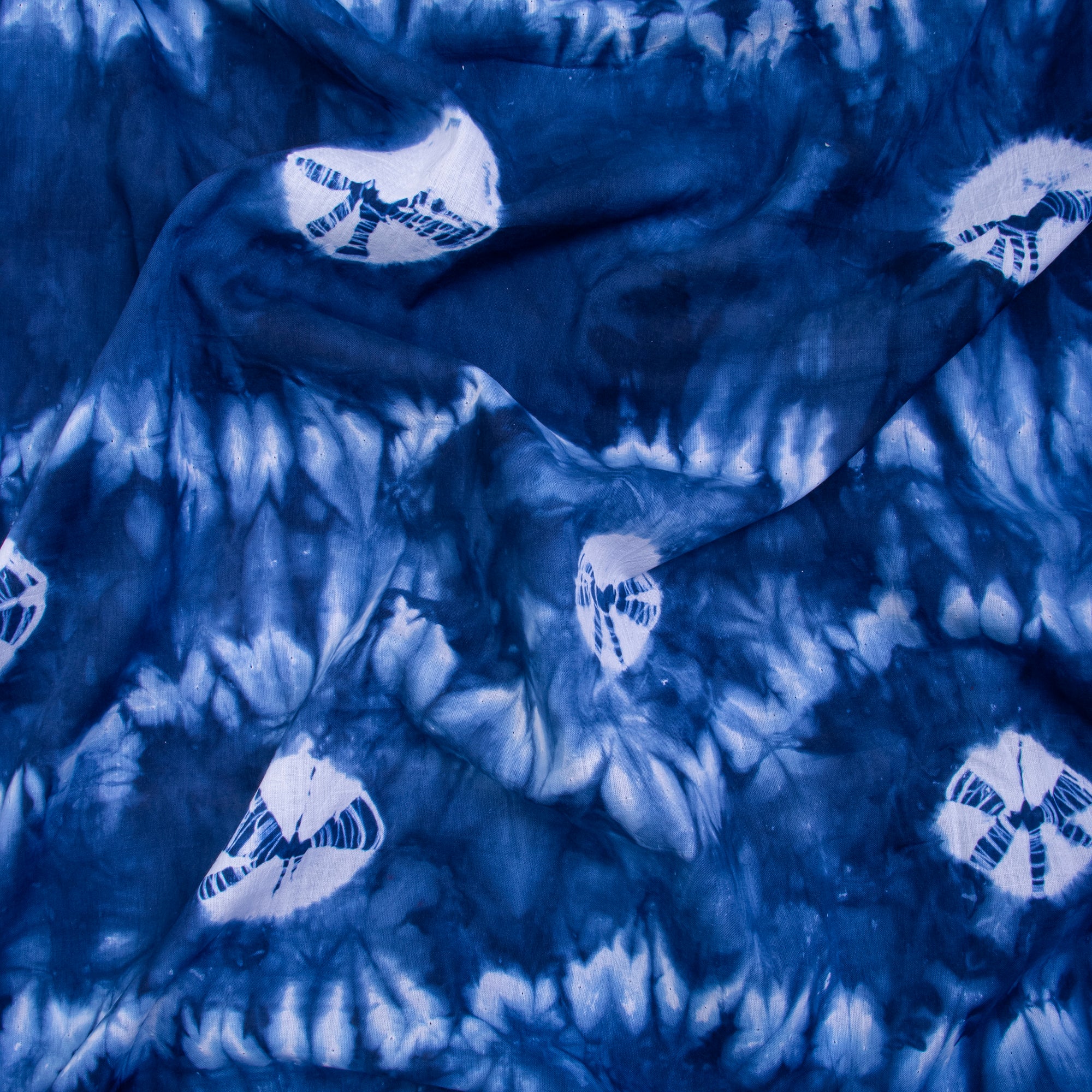 Aqua Aura Shibori Print Running Fabric Tie Dye
