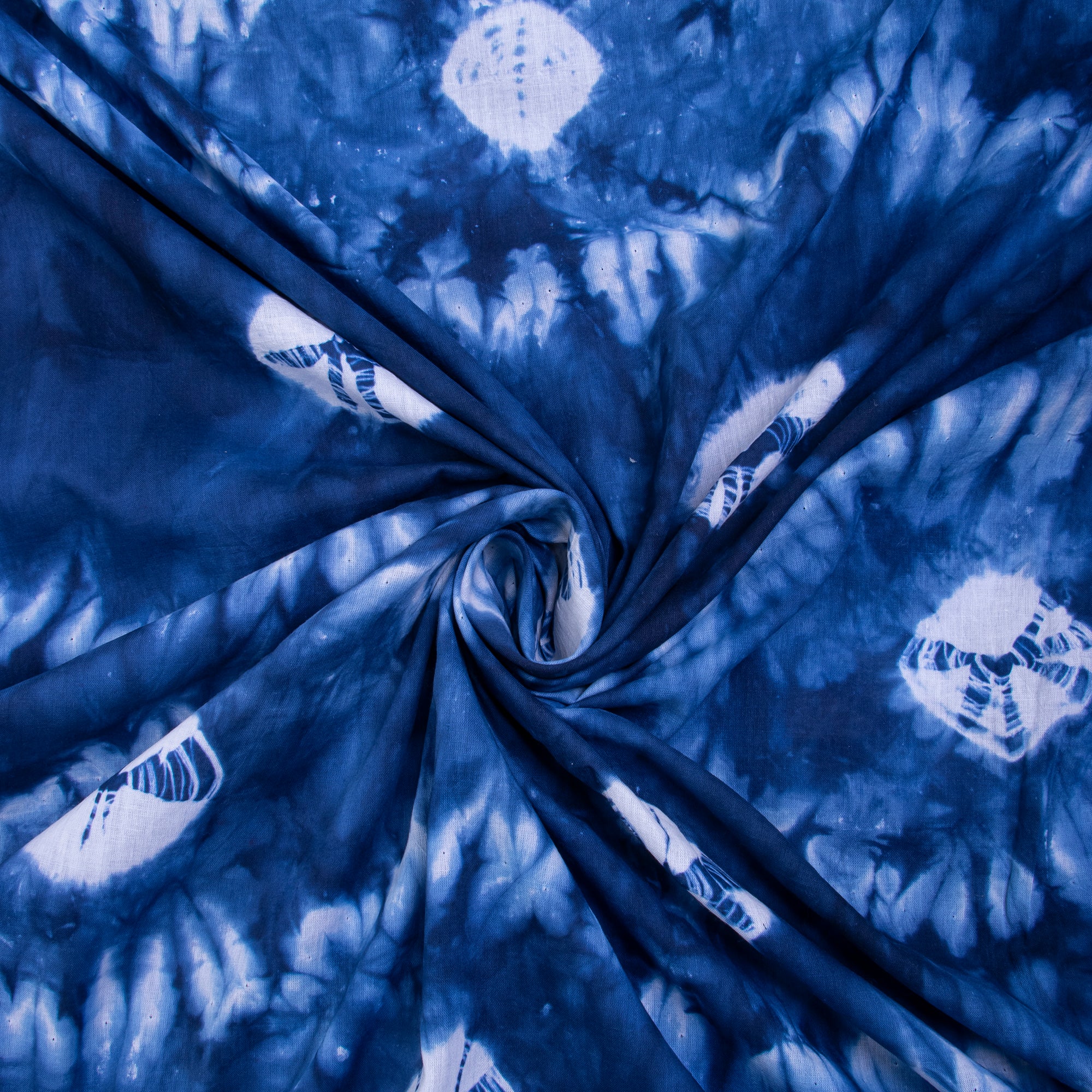 Aqua Aura Shibori Print Running Fabric Tie Dye