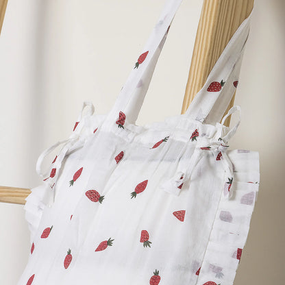 Handmade Strawberry Splash Print Soft Tote Bag