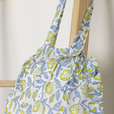 Handmade Print Sunny Blooms Pleated Stylish Tote Bags