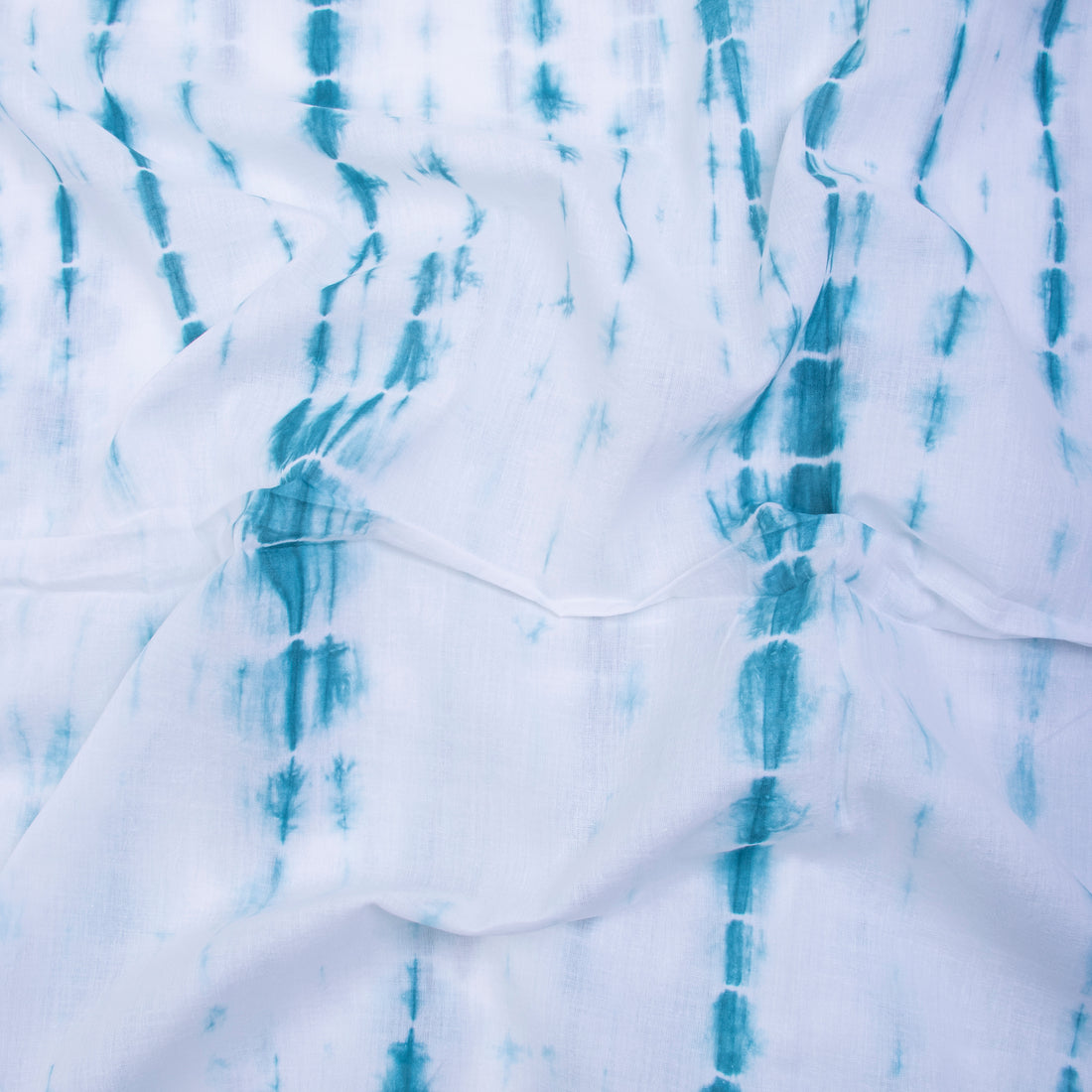 Aqua Blue Cotton Shibori Silk Fabric