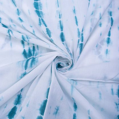 Aqua Blue Cotton Shibori Silk Fabric