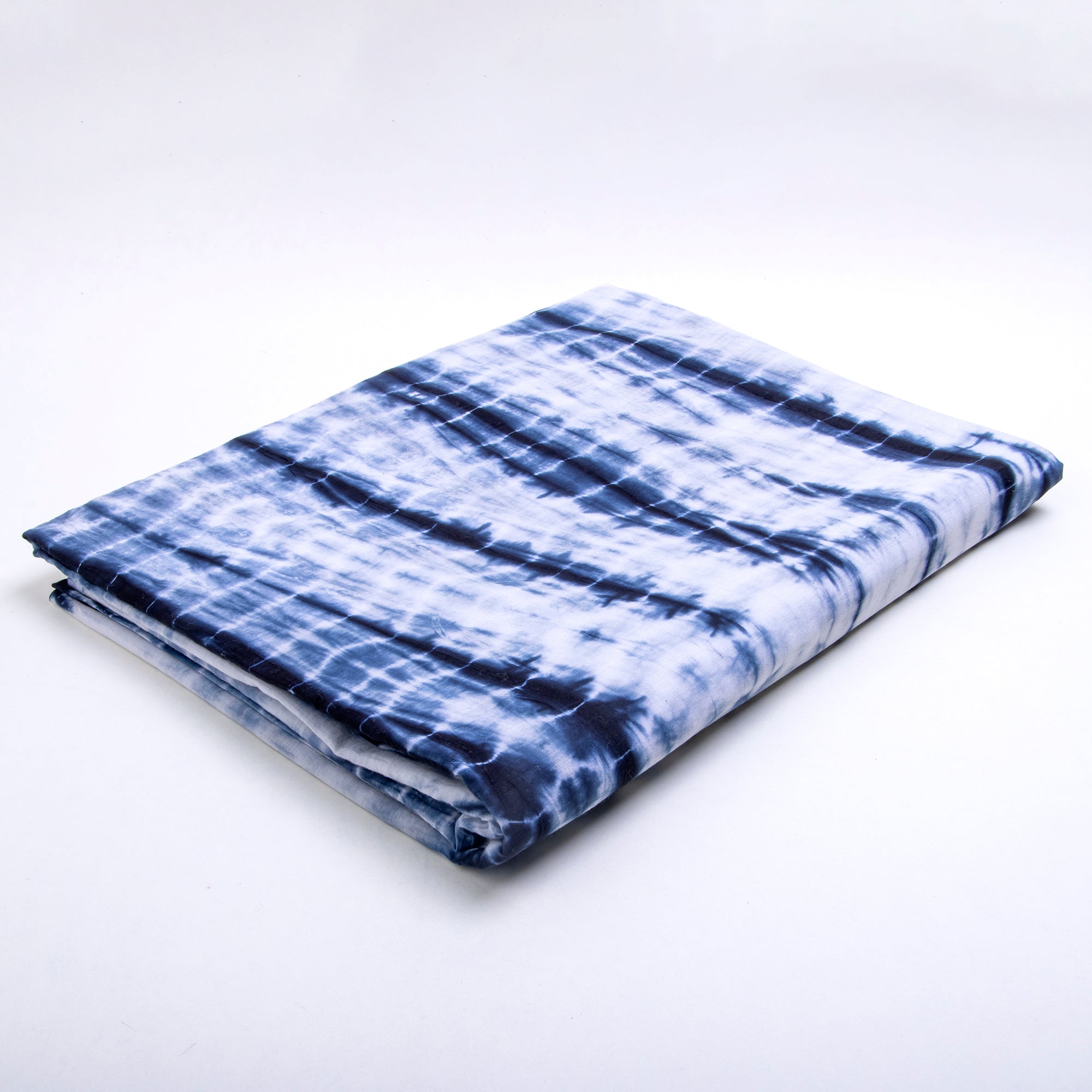 Ocean Blue Block Print Cloth, Tie Dye Cotton Fabric