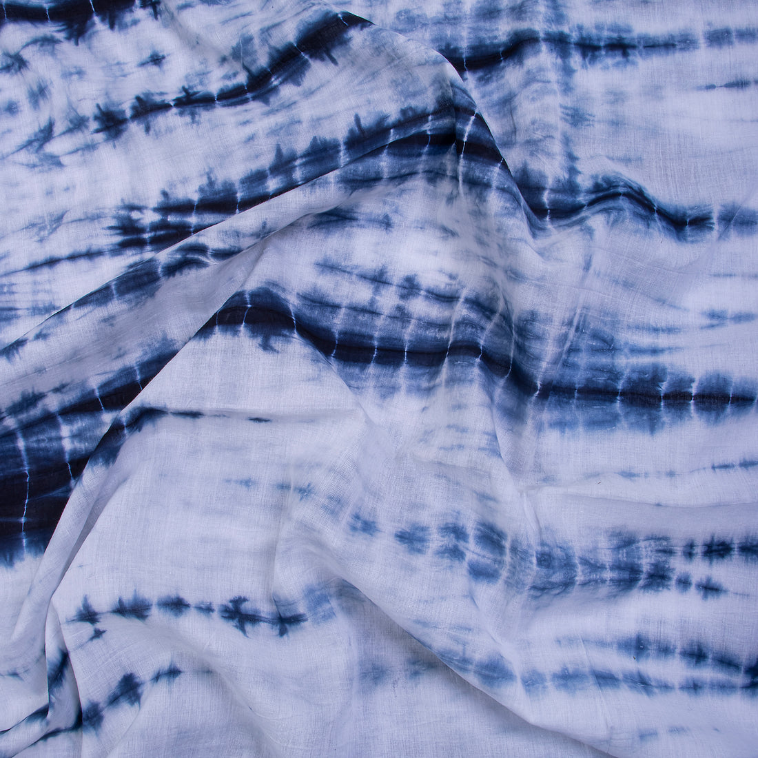 Ocean Blue Block Print Cloth, Tie Dye Cotton Fabric