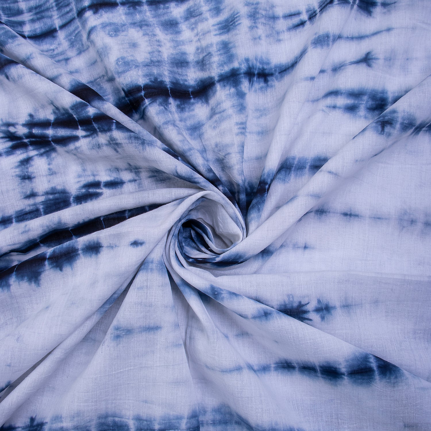 Ocean Blue Block Print Cloth, Tie Dye Cotton Fabric