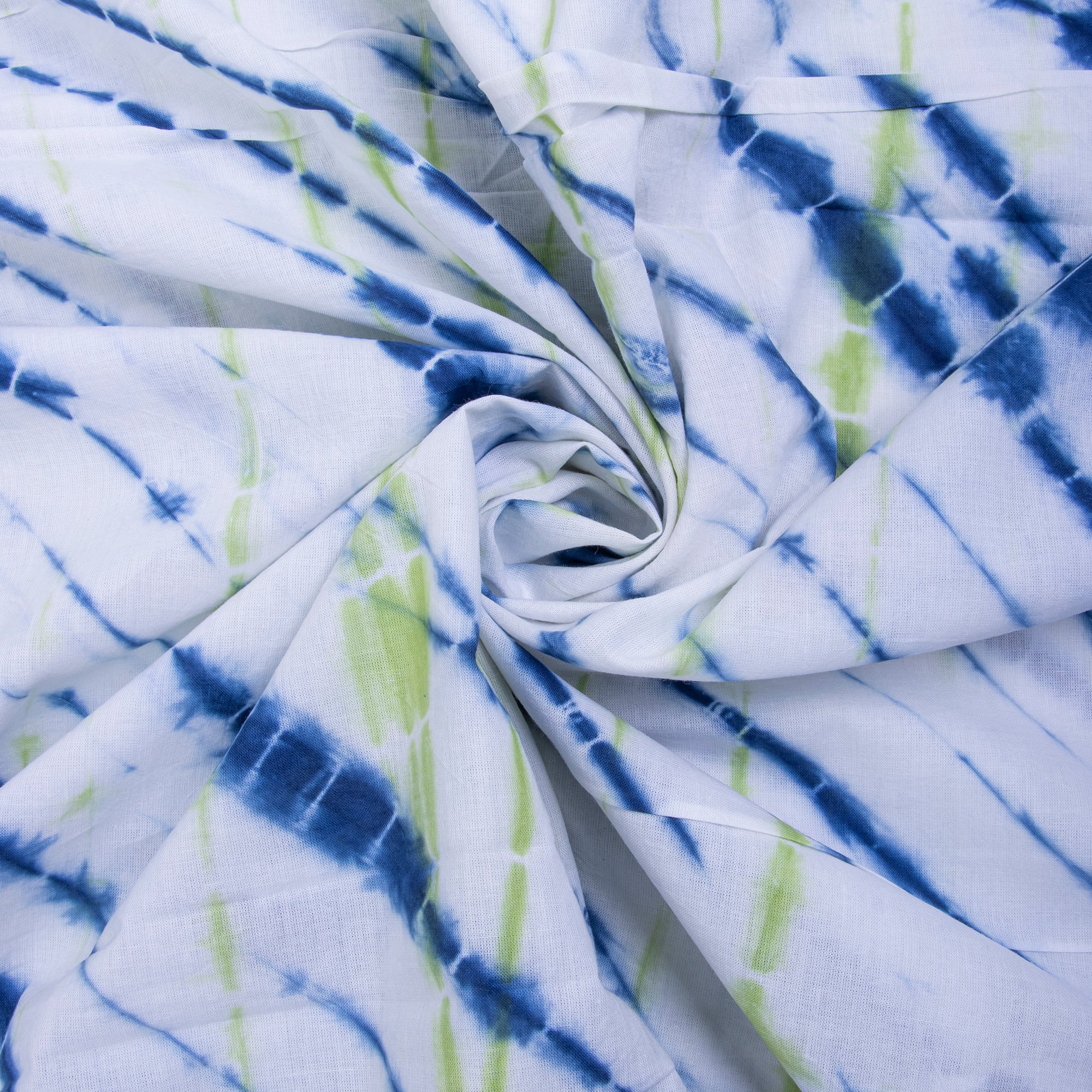 Blue Handmade Shibori Print Cotton Tie Dye Fabric