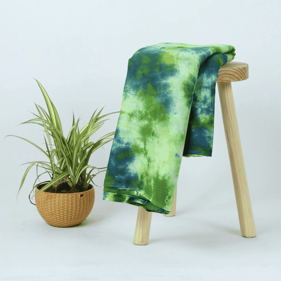 Handmade Green Soft Cotton Tie Dye Fabric