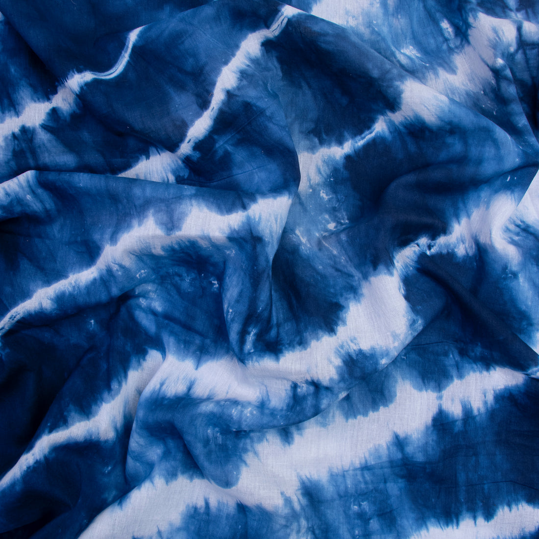 Blue Wave Print Shibori Tie Dye Fabric