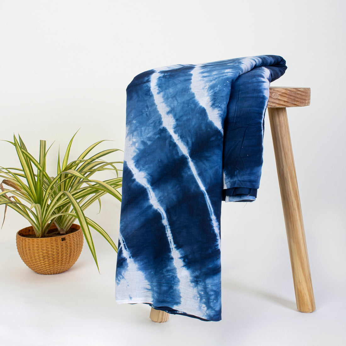 Blue Wave Print Shibori Tie Dye Fabric