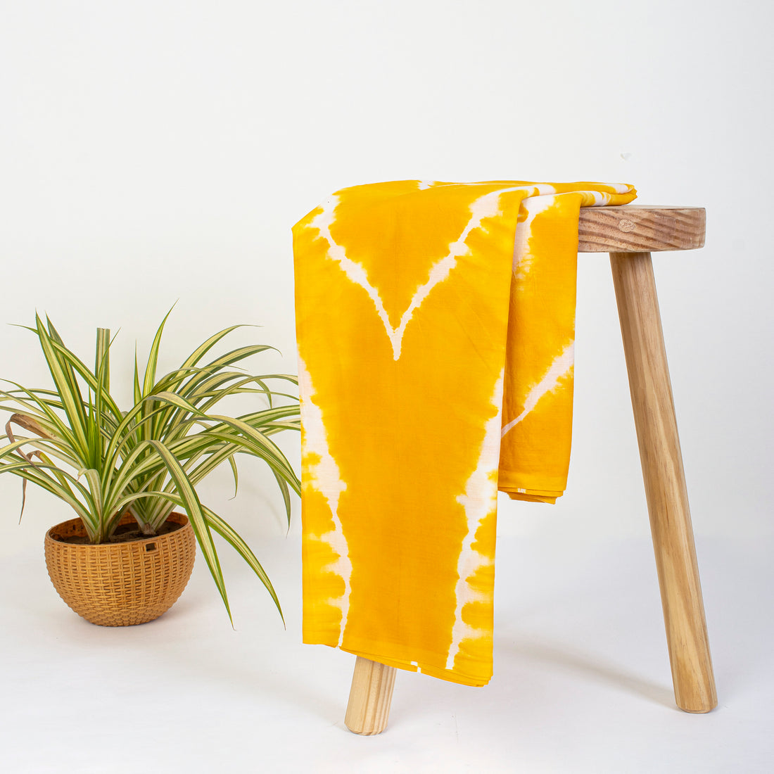 Handmade Cotton Solid Yellow Tie Dye Fabric