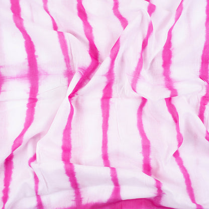 Pink Striped Natural Hand Dyed Pure Cotton Tie Dye Fabric for Kurta