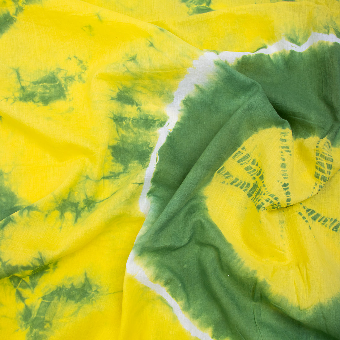 Lemon Yellow Pure Cotton Tie Dye Jaipuri Fabric