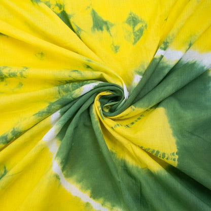 Lemon Yellow Pure Cotton Tie Dye Jaipuri Fabric