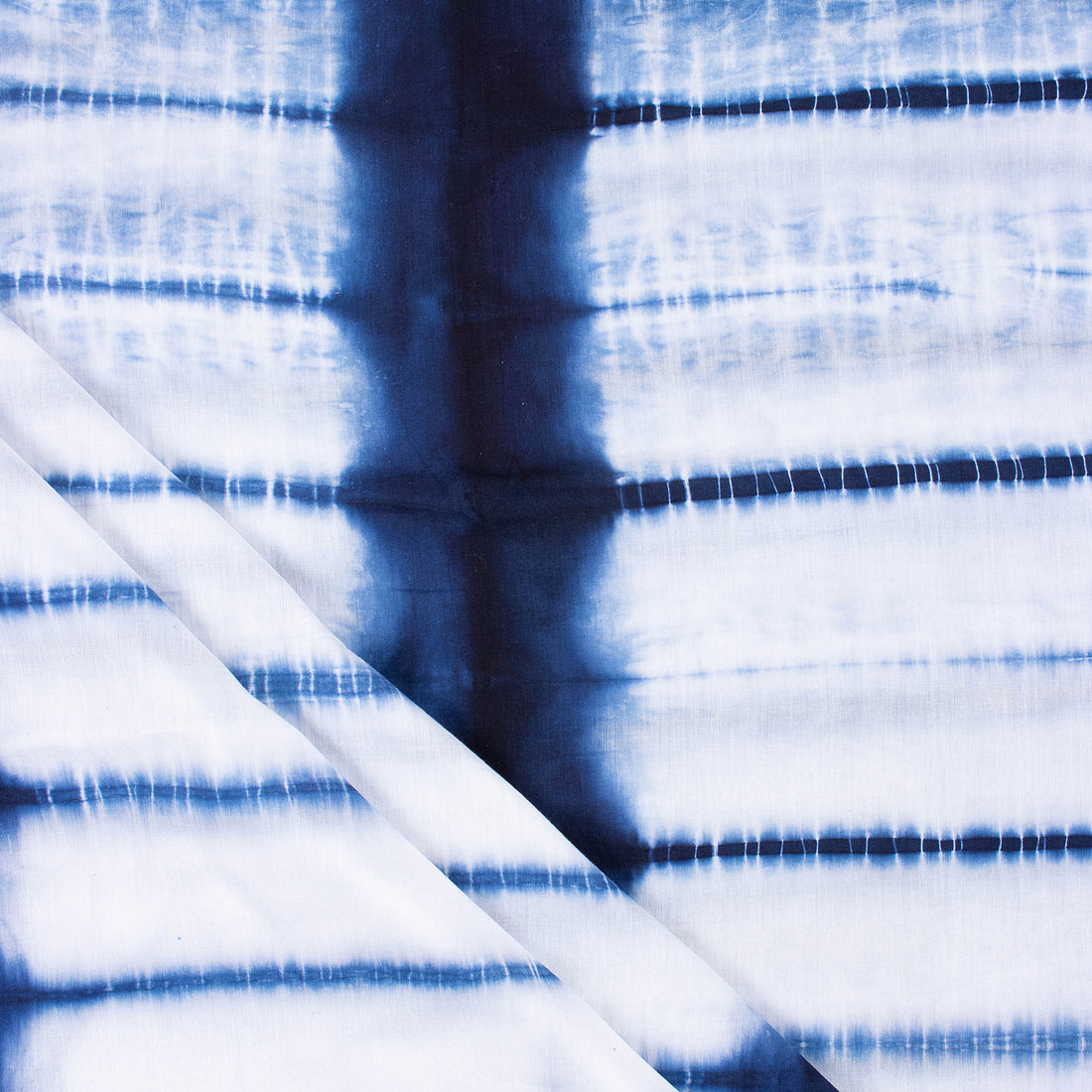 Blue Striped Organic Cotton Tie Dye Shibori Fabric