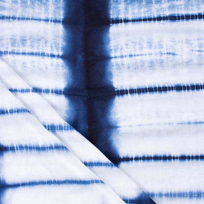 Blue Stirped Organic Cotton Tie Dye Shibori Fabric