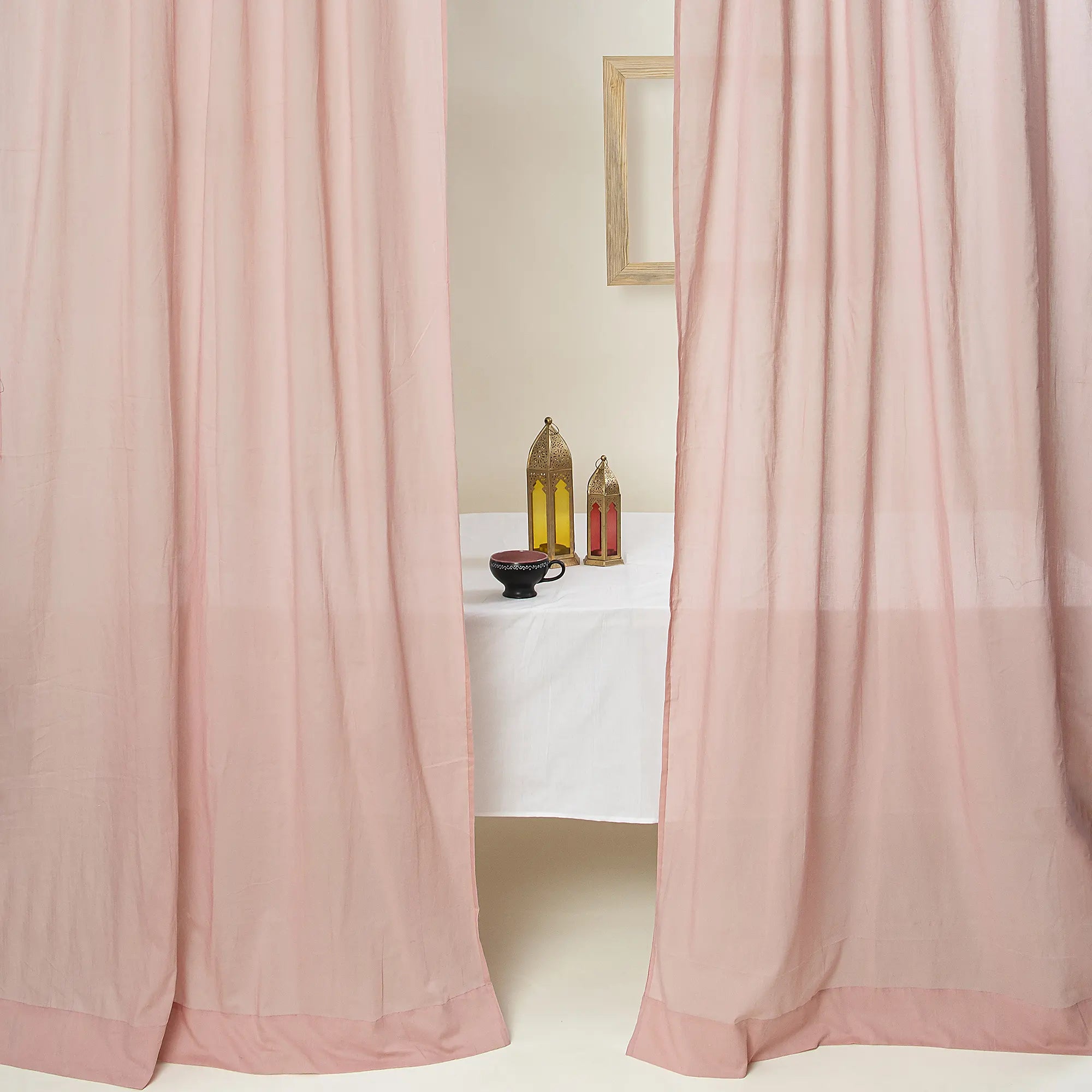 Peach Cotton Curtain Set
