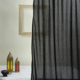 Midnight Black Cotton Curtain Set