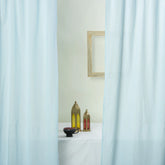 Blue Voile Airy Cotton Curtain Set