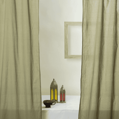 Olive Oasis Cotton Curtain Set