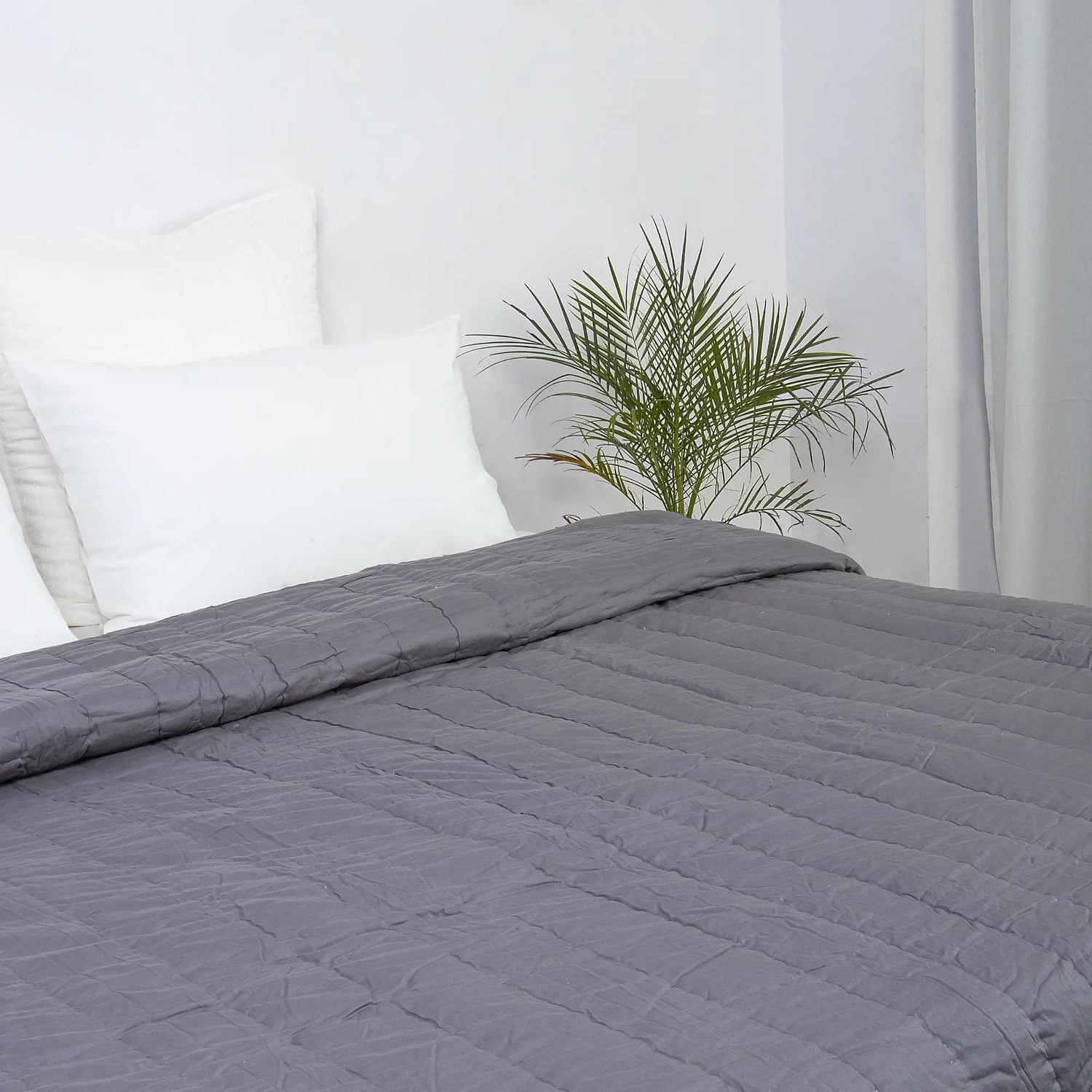 Solid Grey Original Jaipuri Razai Double Bed