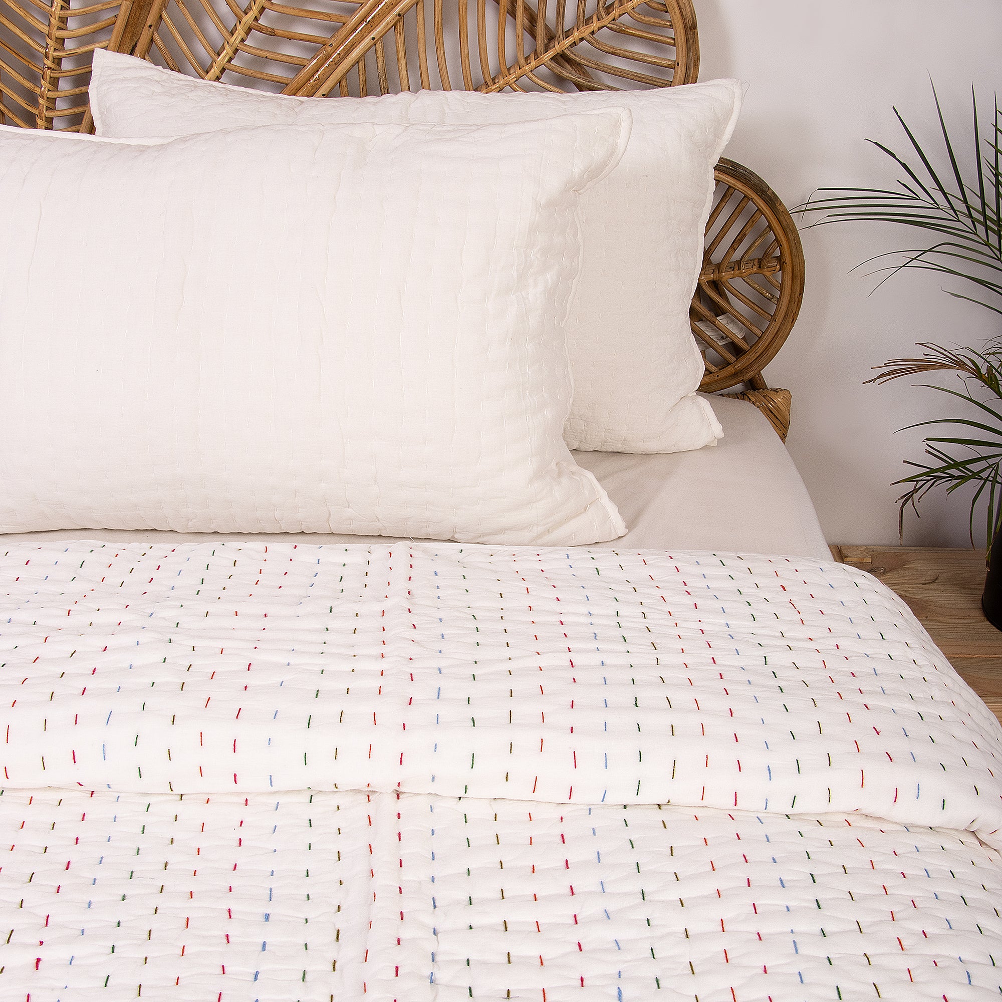 Multicolor Hand Stitiched Pure Cotton Indian Kantha Quilt Blanket