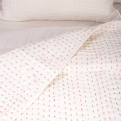 Multicolor Hand Stitiched Pure Cotton Indian Kantha Quilt Blanket