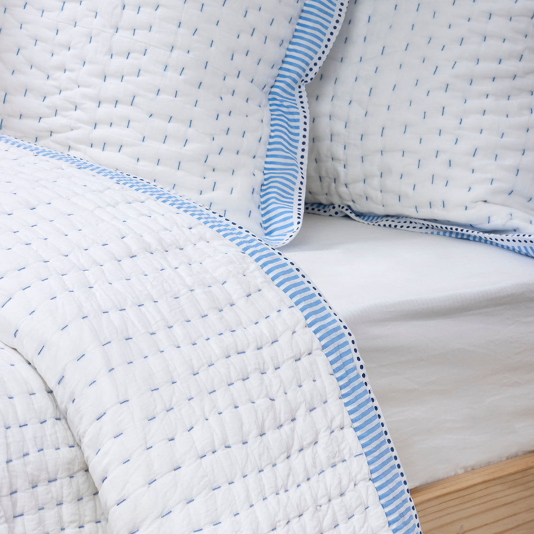 White Soft Cotton Handmade knitted kantha Quilt