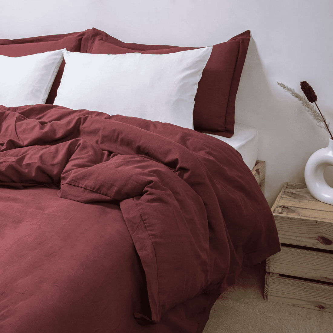 Maroon Crafted Soft Cotton Duvet Online  With Pillow Shams