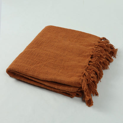 Brown Solid Soft Cotton Home Decorative Throw hand loom blanket