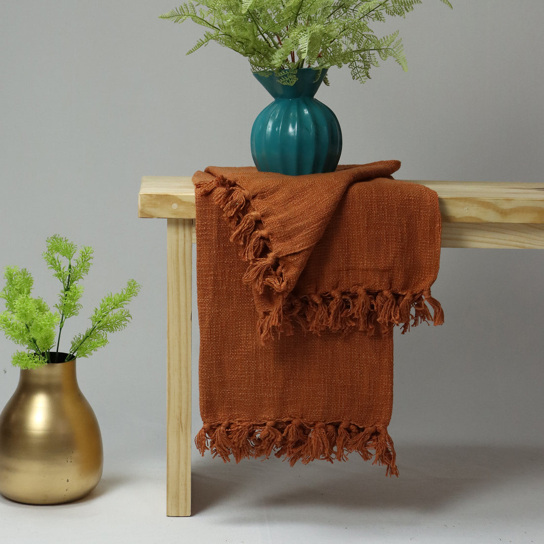 Latest Design Brown Solid Softest Throw Blanket Online