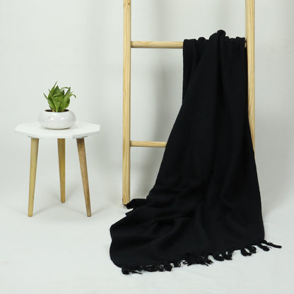 Decorative Solid Black Indian Handmade Pure Cotton Throw Blanket for Home Decor