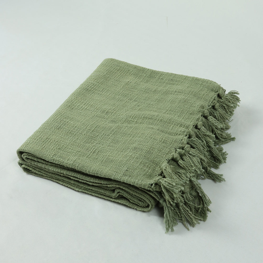 Green Solid Soft Cotton LIving Room Throw Blankets Online