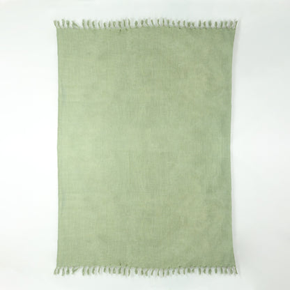 Green Solid Soft Cotton Home Decorative Throw Blanket
