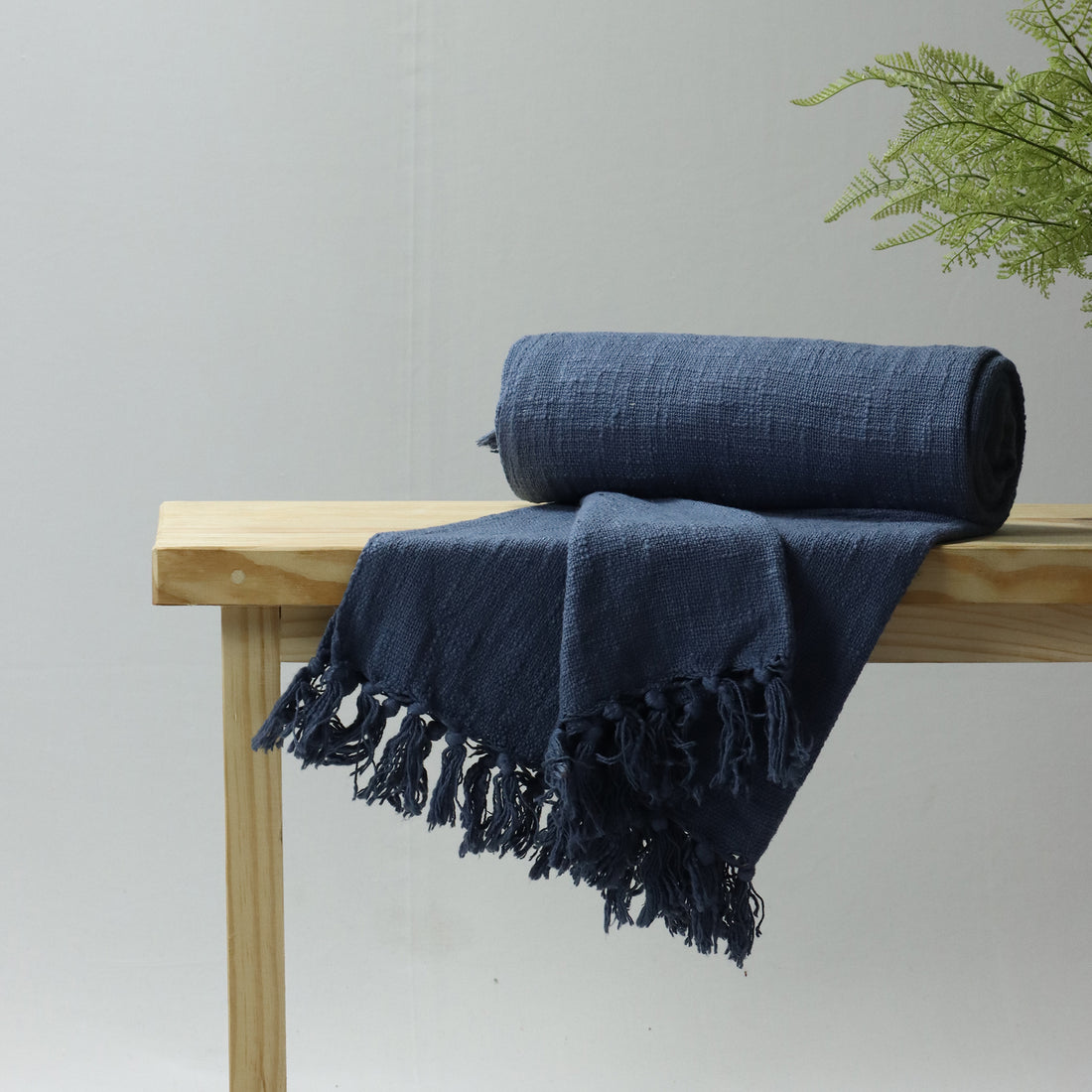 Premium Blue Throw Blanket Cotton For Home Decor