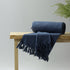 Blue Solid Soft Cotton Home Decorative Woven Throw Blanket