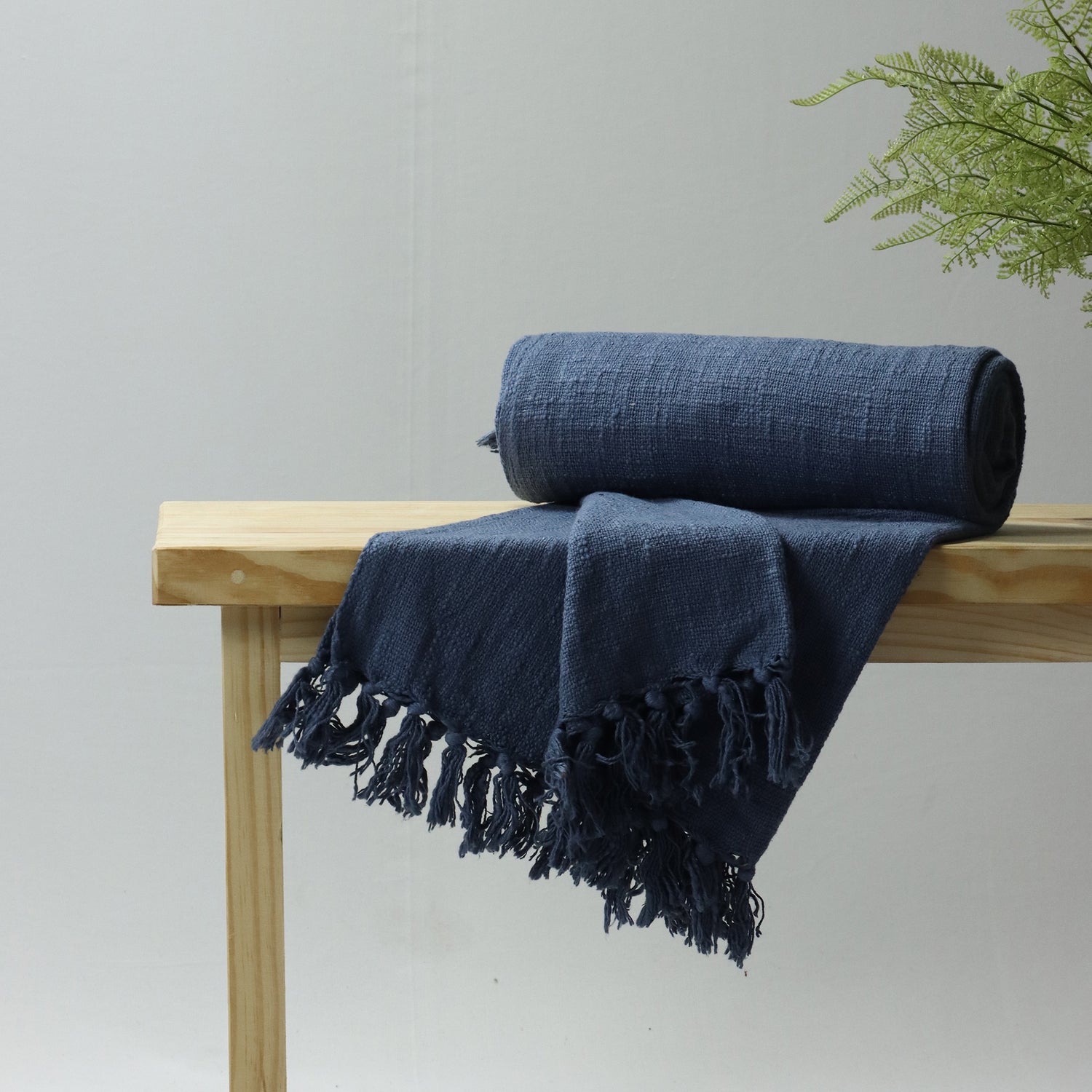 Premium Blue Throw Blanket Cotton For Home Decor